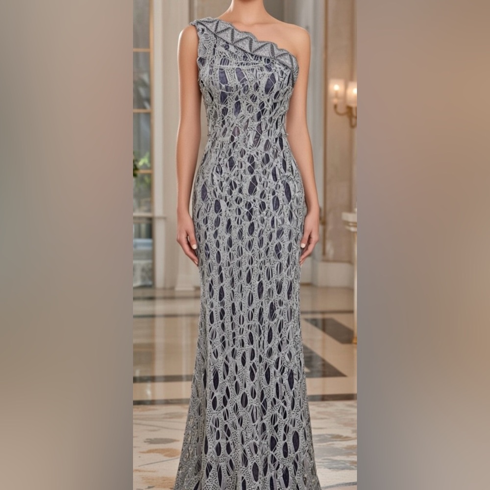 Couture Peggy Jennings Evening Gown w, Silk Lining and velvet ~ Sequins